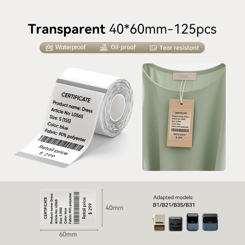 Clear Label Tape for B21, B1, B3S