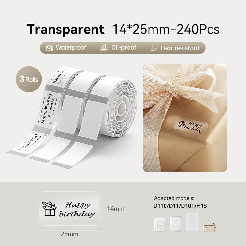 Transparent Label Tape for D11, D110, D101