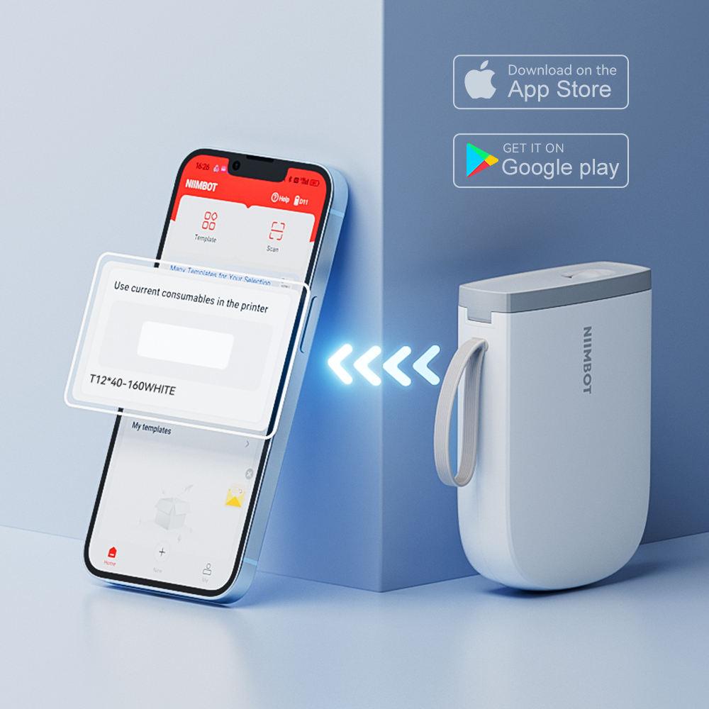 NIIMBOT D11 Upgraded 300dpi Mini Printer Portable Bluetooth Connection for Home, School