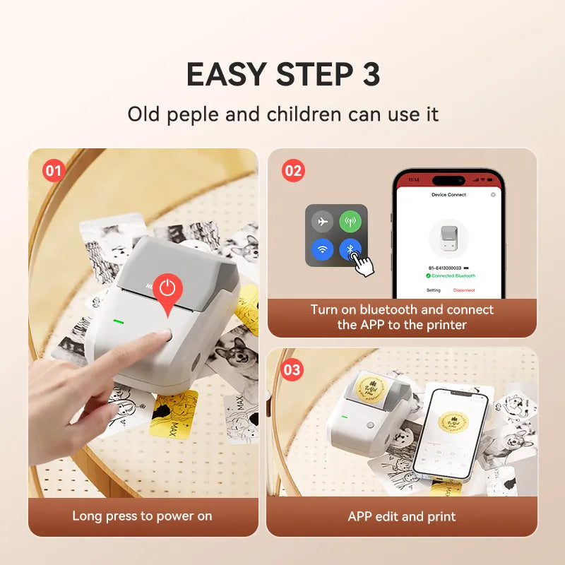 NIIMBOT B1 Thermal Food label printer for Home, Business Support Android, iPhone, Windows