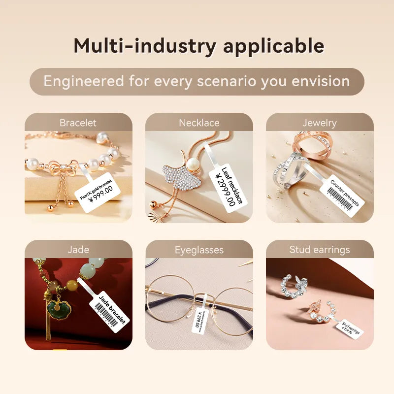 NIIMBOT B1 Thermal Jewelry Label Printer set (with 3 Rolls Jewelry Labels), for Jewelry sales, Support Android, iPhone, Windows