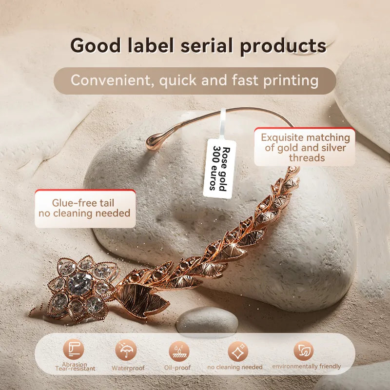 NIIMBOT B1 Thermal Jewelry Label Printer set (with 3 Rolls Jewelry Labels), for Jewelry sales, Support Android, iPhone, Windows