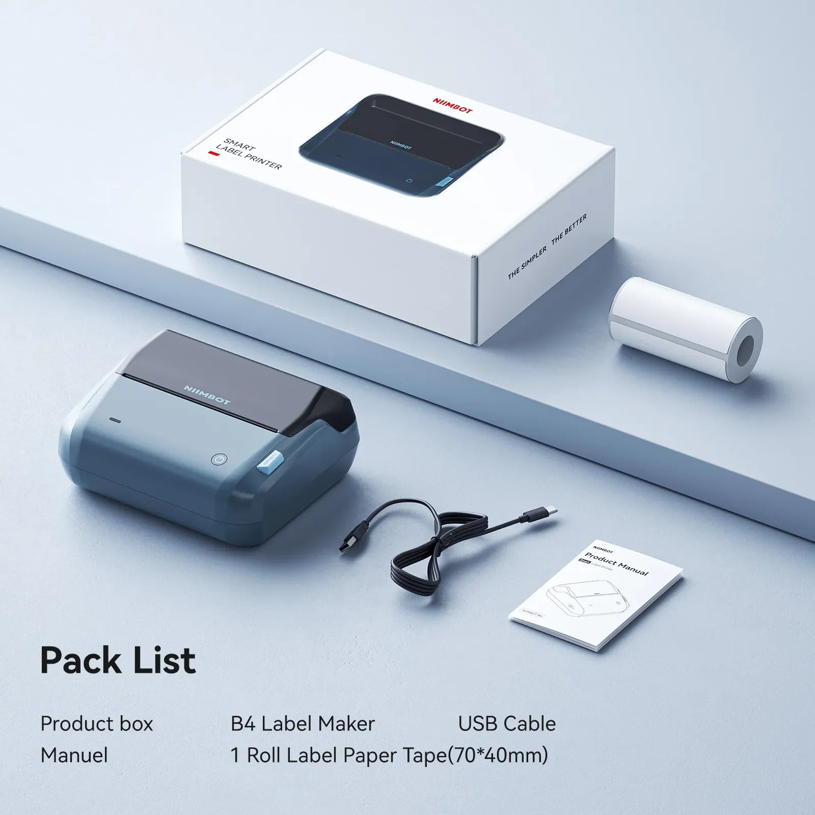 NIIMBOT B4 Inkless Thermal Label Maker for Shipping Label, Idea for bussiness&offices