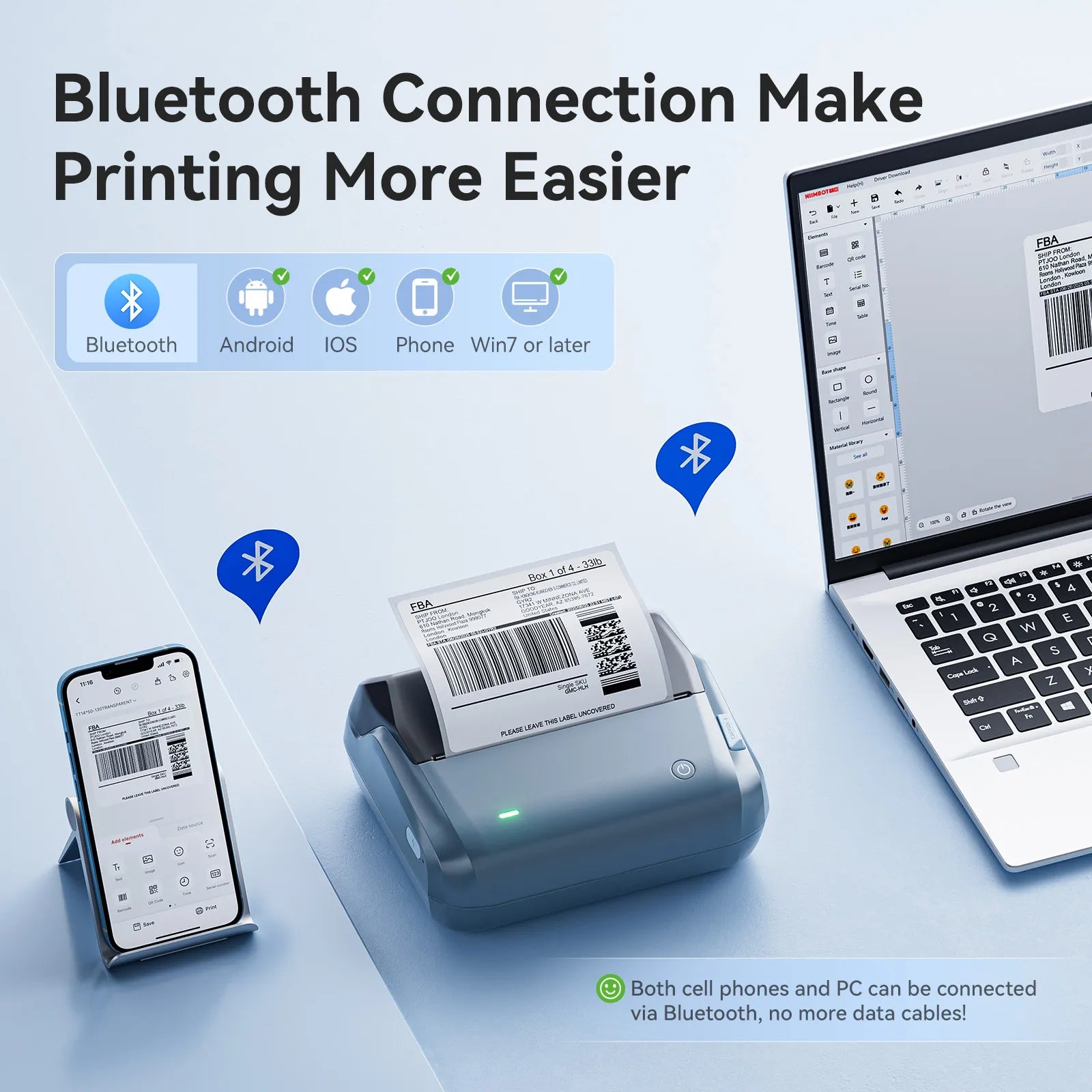 NIIMBOT B4 Inkless Thermal Label Maker for Shipping Label, Idea for bussiness&offices