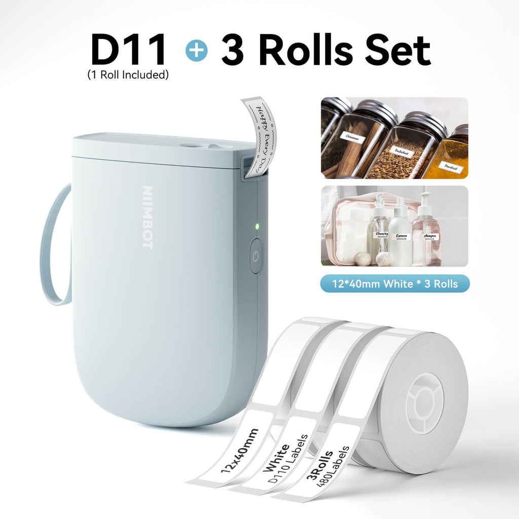 NIIMBOT D11 Upgraded 300dpi Mini Printer Portable Bluetooth Connection for Home, School