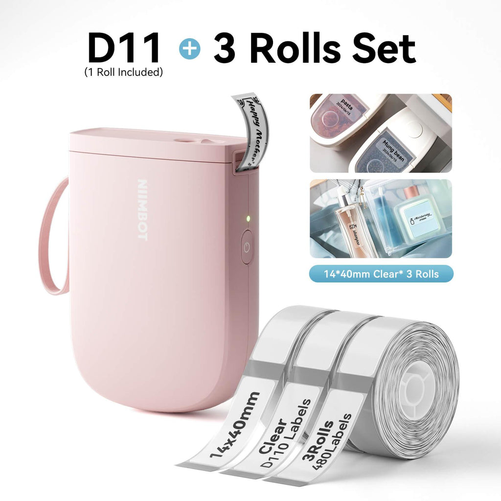 NIIMBOT D11 Upgraded 300dpi Mini Printer Portable Bluetooth Connection for Home, School