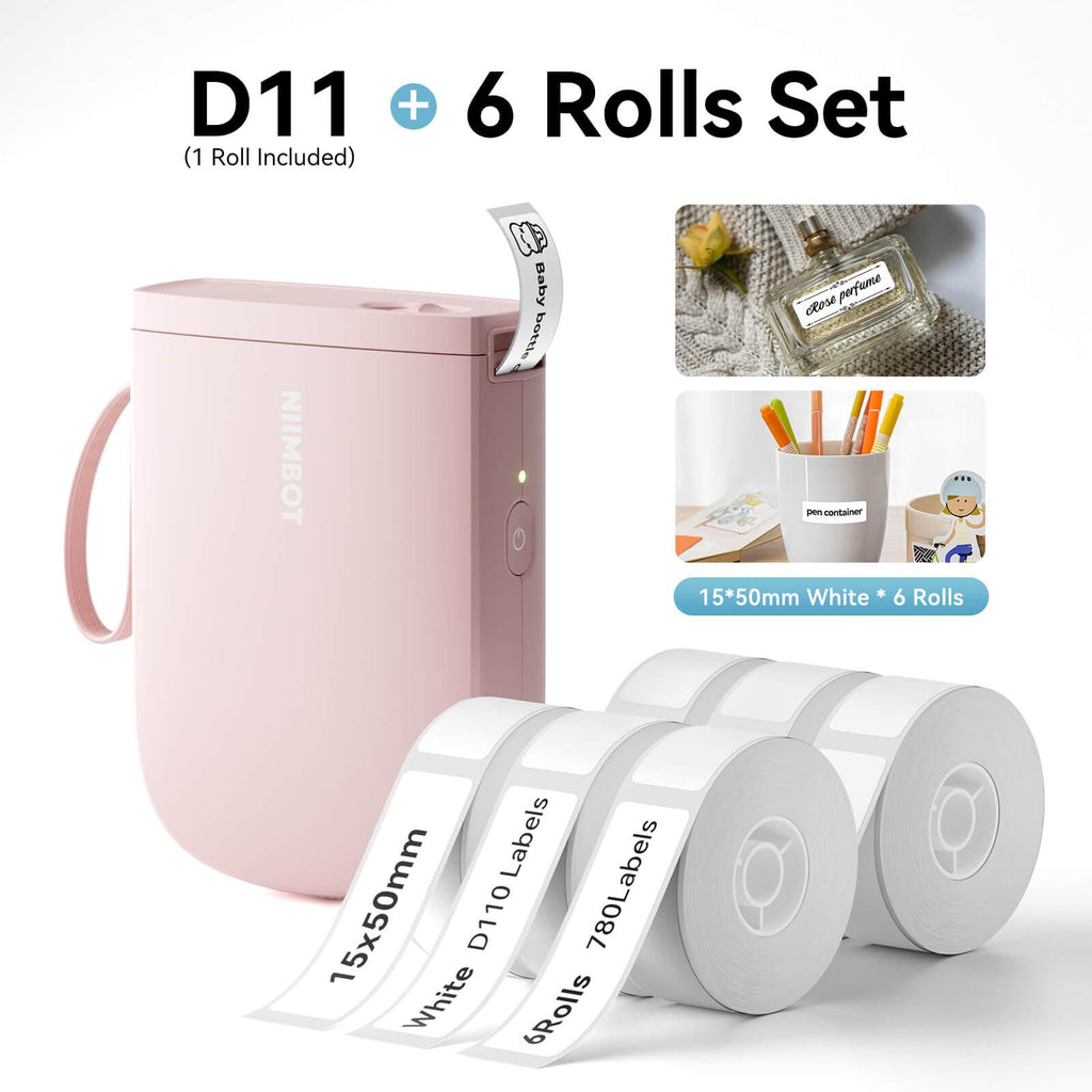 NIIMBOT D11 Upgraded 300dpi Mini Printer Portable Bluetooth Connection for Home, School