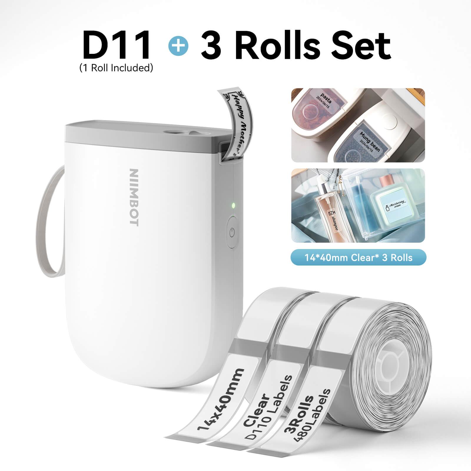 NIIMBOT D11 Upgraded 300dpi Mini Printer Portable Bluetooth Connection for Home, School