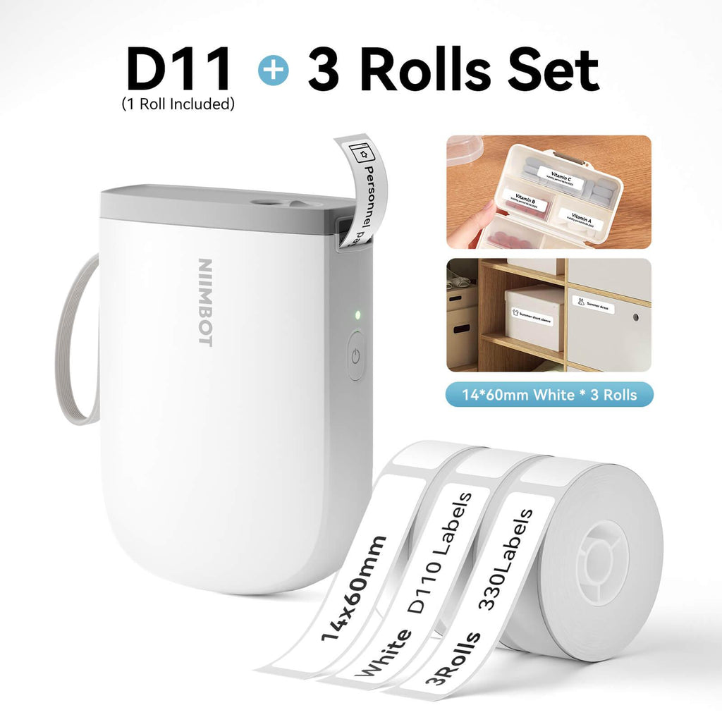NIIMBOT D11 Upgraded 300dpi Mini Printer Portable Bluetooth Connection for Home, School