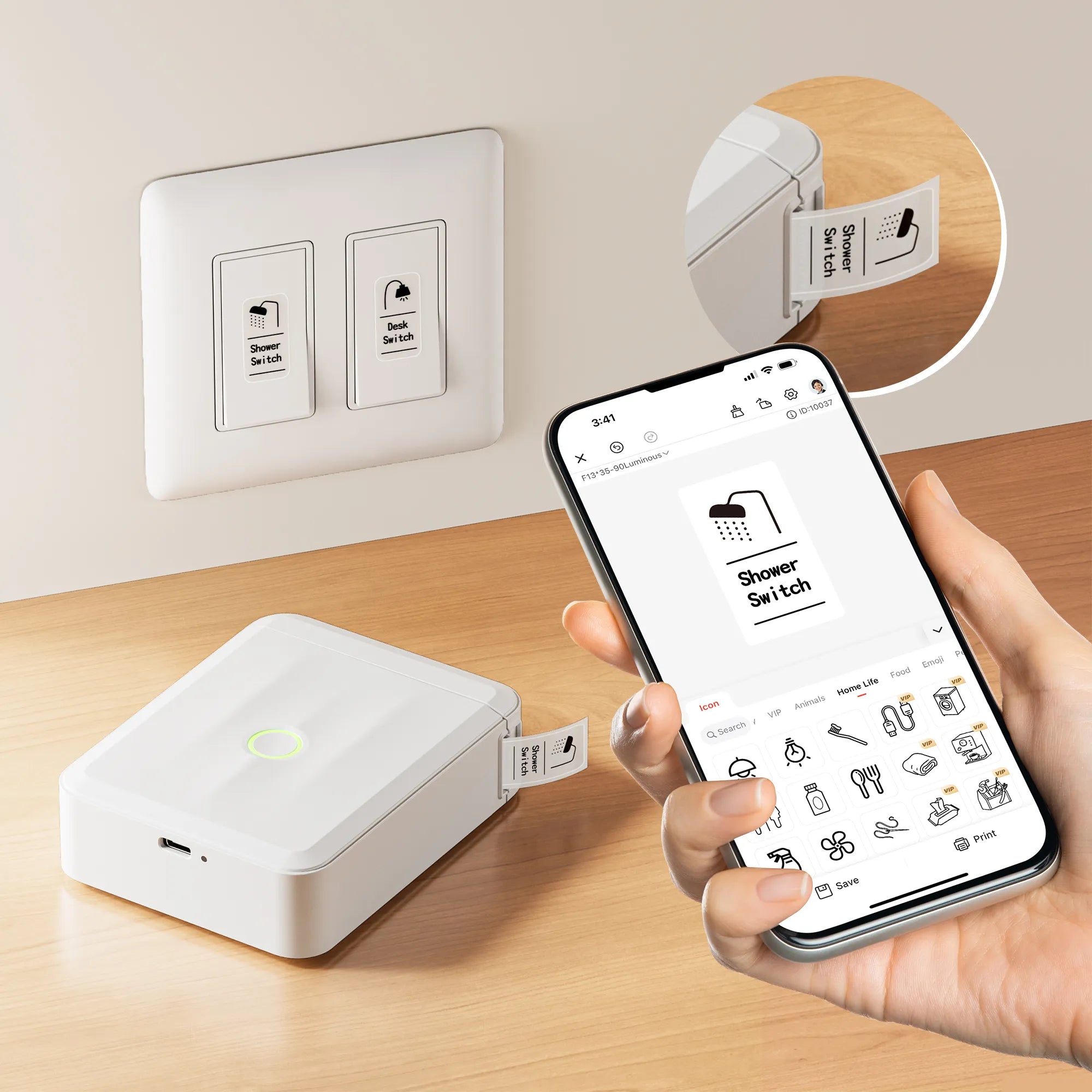 NIIMBOT D110 Upgraded Thermal Switch Mini Label Maker Bluetooth for Office Home School