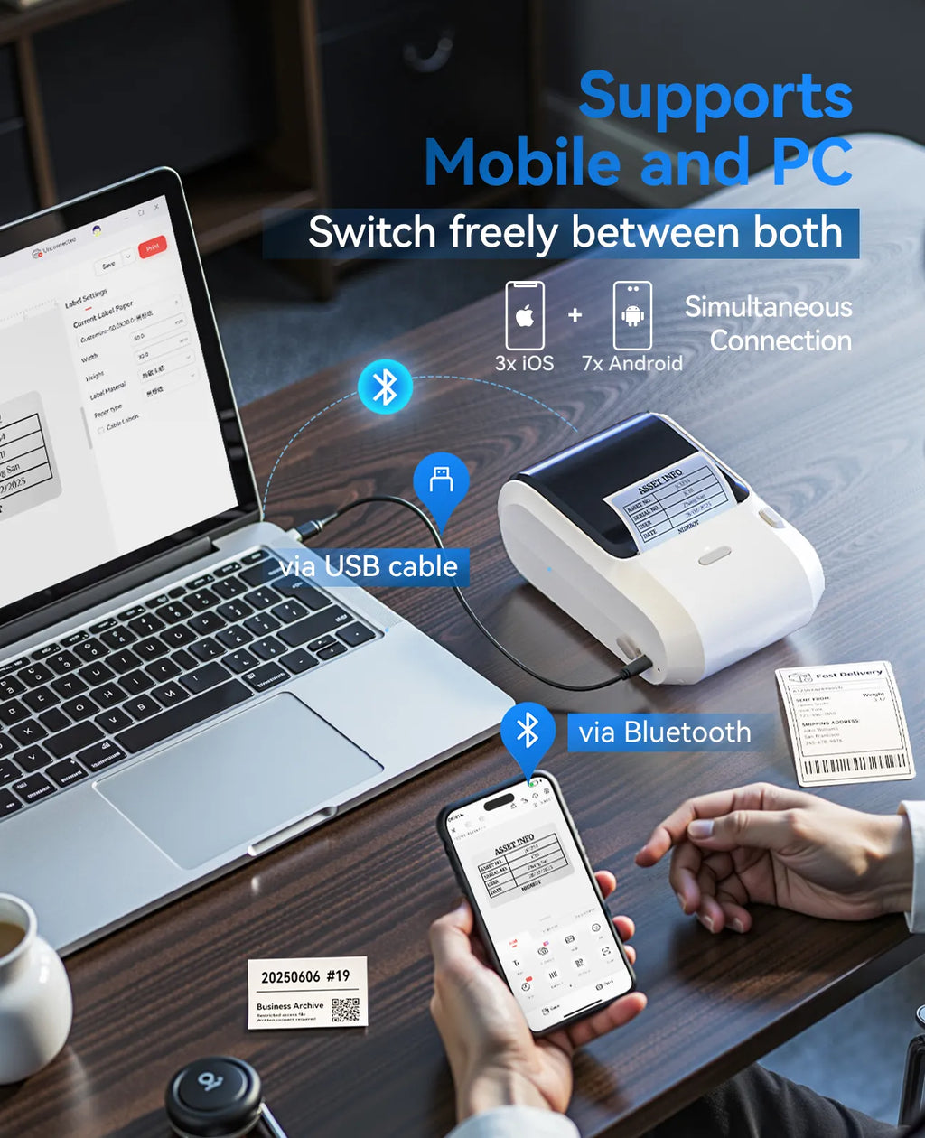 NIIMBOT M3 Inkless Label Maker, Bluetooth Color Thermal Transfer Printer for Shipping