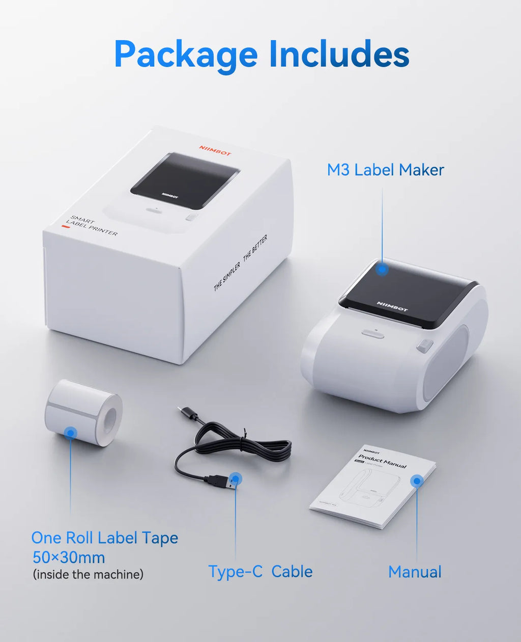 NIIMBOT M3 Inkless Label Maker, Bluetooth Color Thermal Transfer Printer for Shipping
