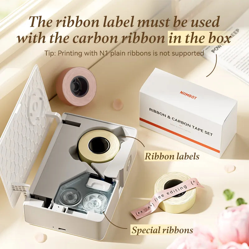 NIIMBOT N1 Satin Ribbon, Only for N1 Label Maker, for Gift, Wedding, Party, Craft Wrapping, DIY (14mm x 5.1m)