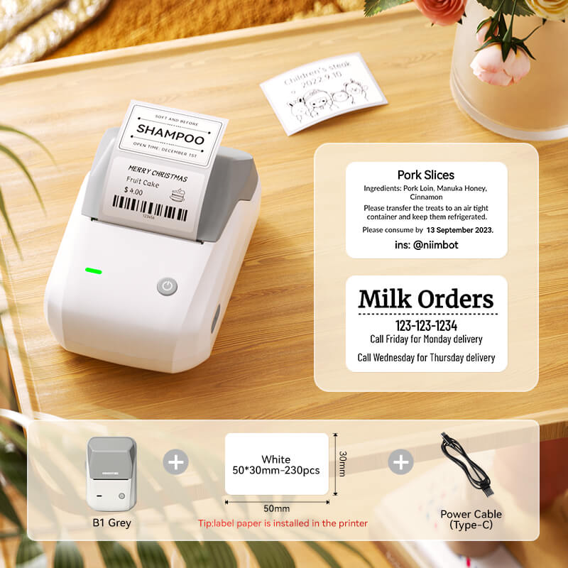 NIIMBOT B1 Inkless Thermal Label Printer, Create Professional Business Labels with Ease