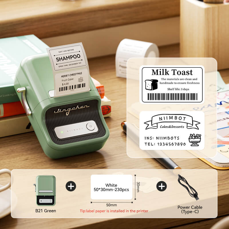 NIIMBOT B21 Bluetooth Thermal Label Printer, Efficient for Home, Office, Business