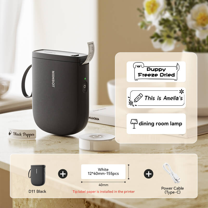 NIIMBOT D11 Upgraded 300dpi Mini Printer Portable Bluetooth Connection for Home, School