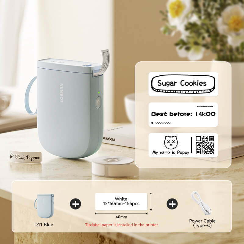 NIIMBOT D11 Upgraded 300dpi Mini Printer Portable Bluetooth Connection for Home, School