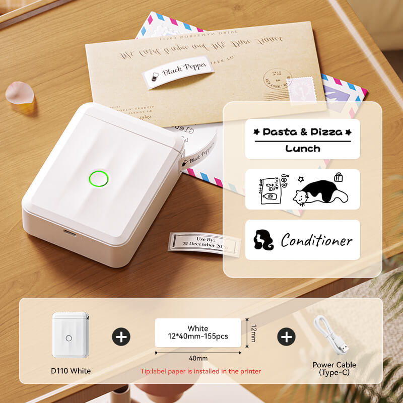 NIIMBOT D110 Upgraded Thermal Switch Mini Label Maker Bluetooth for Office Home School