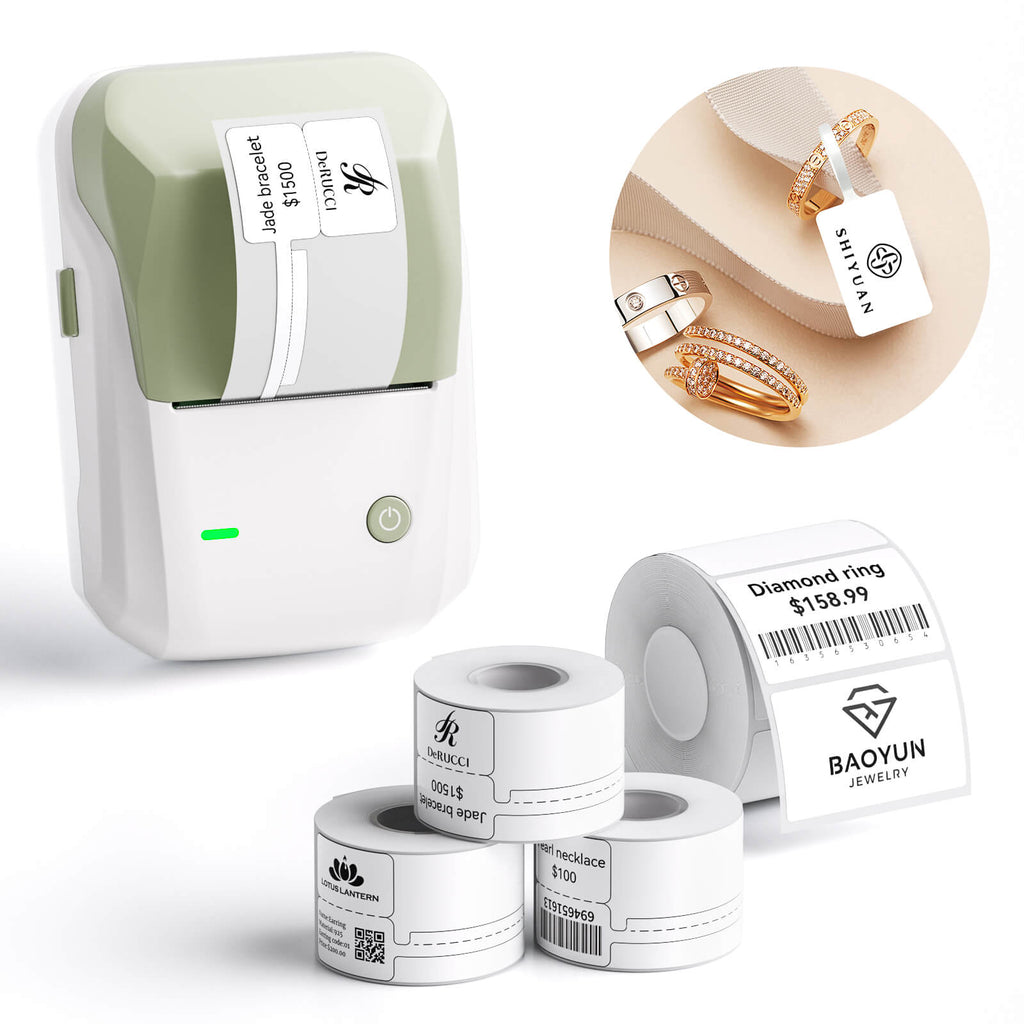 NIIMBOT B1 Thermal Jewelry Label Printer set (with 3 Rolls Jewelry Labels), for Jewelry sales, Support Android, iPhone, Windows
