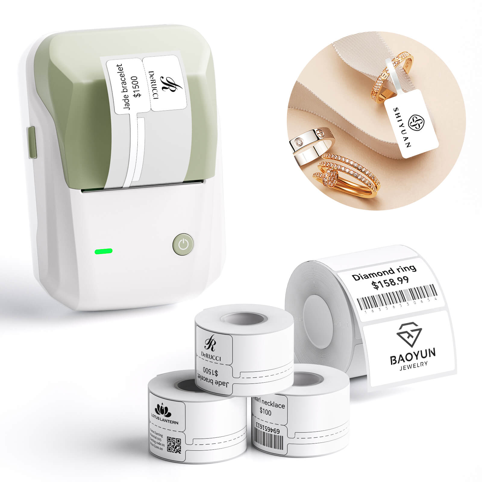 NIIMBOT B1 Thermal Jewelry Label Printer set (with 3 Rolls Jewelry Labels), for Jewelry sales, Support Android, iPhone, Windows
