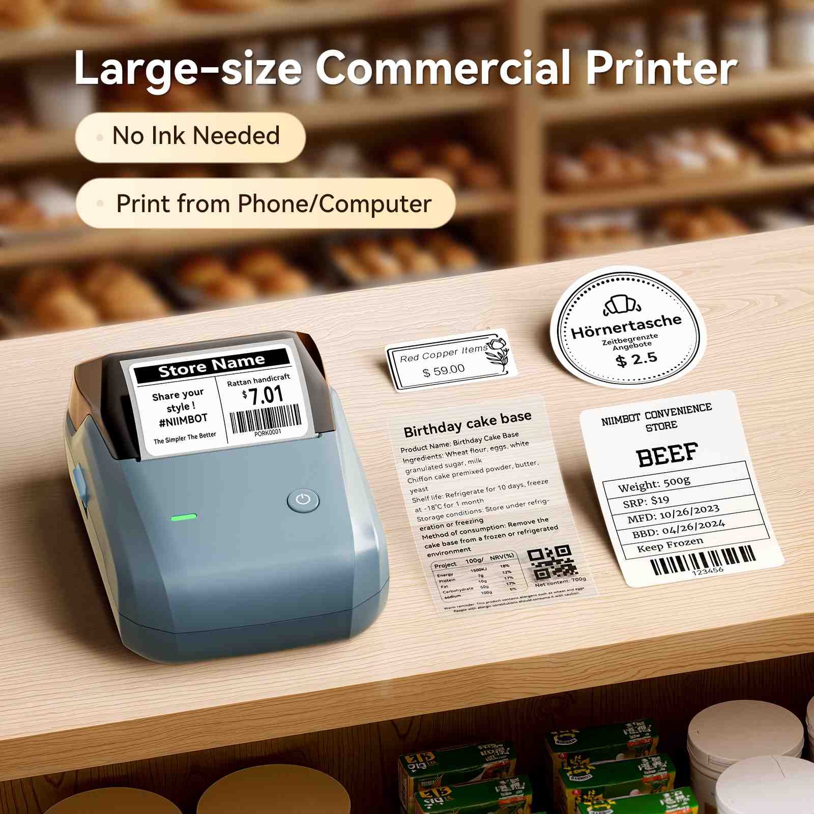 NIIMBOT B1 Inkless Thermal Label Printer, Create Professional Business Labels with Ease