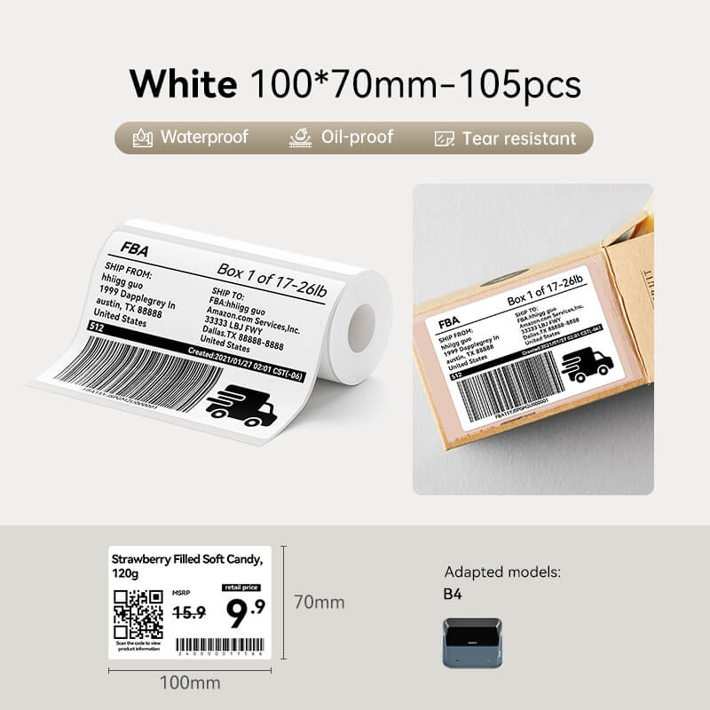 NIIMBOT B4 Inkless Thermal Label Maker for Shipping Label, Idea for bussiness&offices